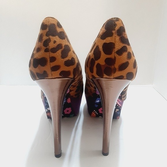 Betseyville By Betsey Johnson Leopard Platform Stiletto Heels US 9.5 Sexy High - Picture 9 of 11